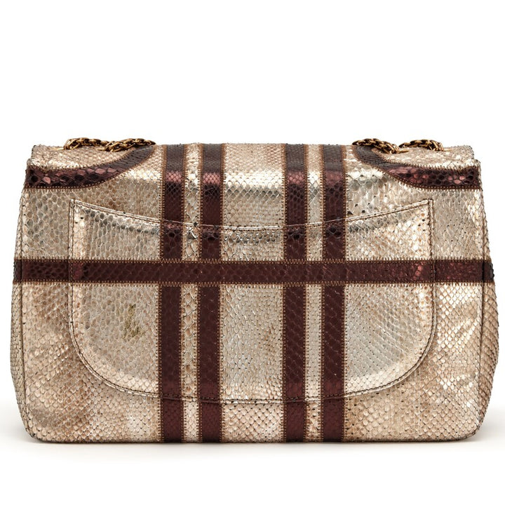 CHANEL PARIS-BOMBAY METALLIC PYTHON LARGE CLASSIC SINGLE FLAP BAG