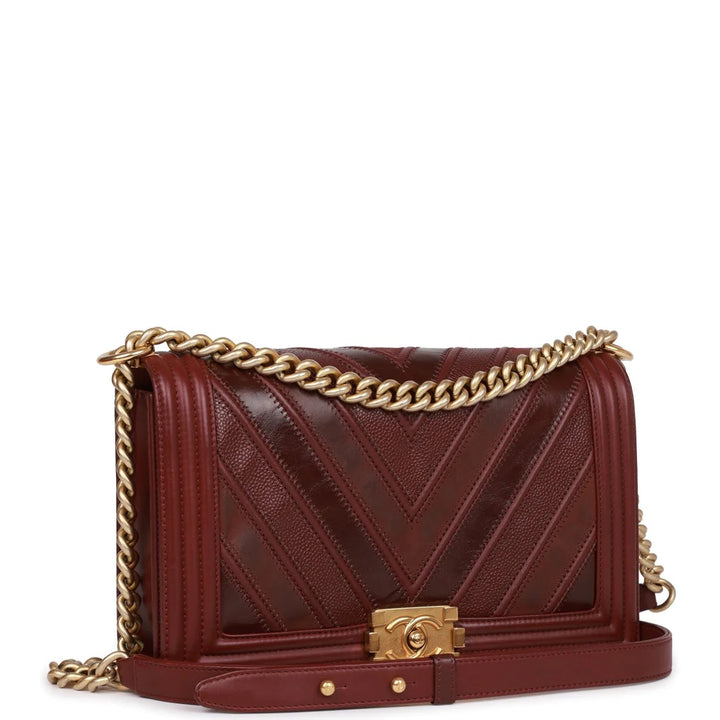 CHANEL CHEVRON QUILTED LAMBSKIN BOY BAG NEW MEDIUM