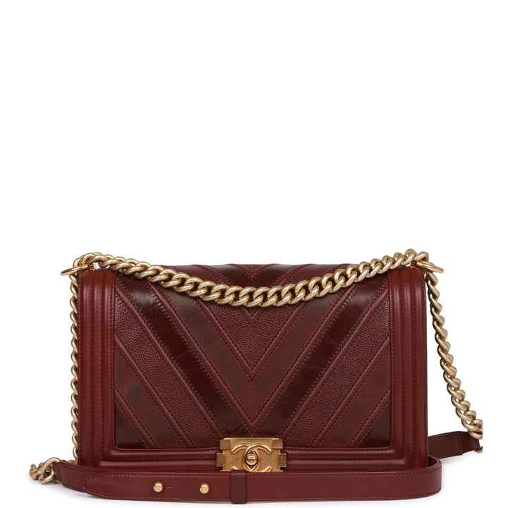 CHANEL CHEVRON QUILTED LAMBSKIN BOY BAG NEW MEDIUM