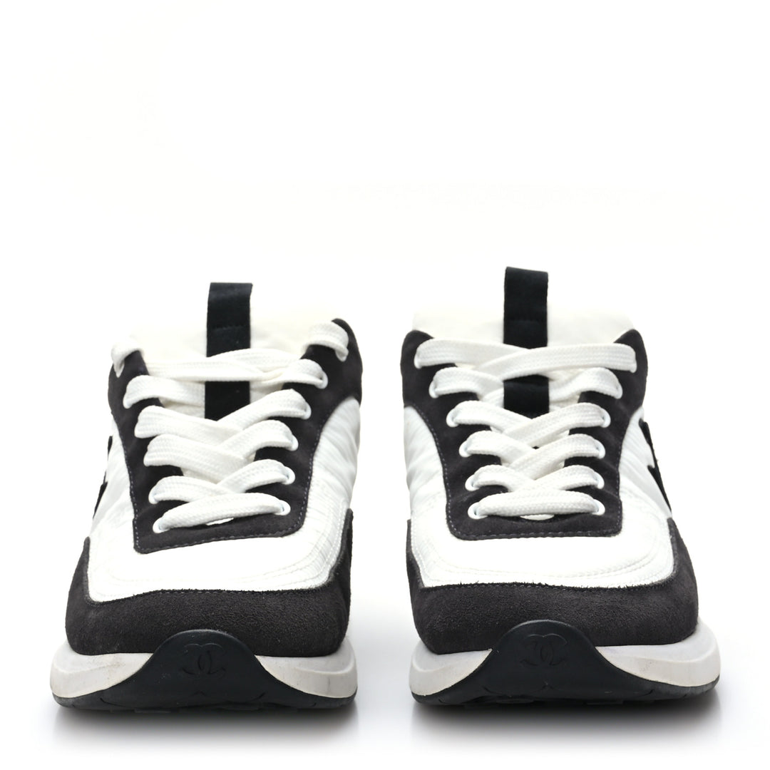 CHANEL CC CALFSKIN SUEDE &amp; NYLON SNEAKERS