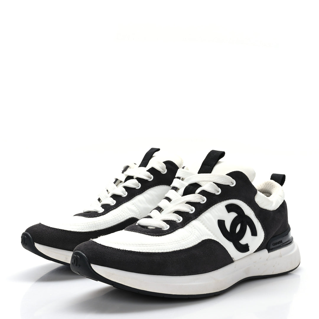 CHANEL CC CALFSKIN SUEDE &amp; NYLON SNEAKERS