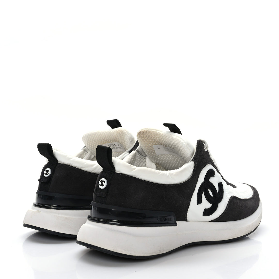 CHANEL CC CALFSKIN SUEDE &amp; NYLON SNEAKERS