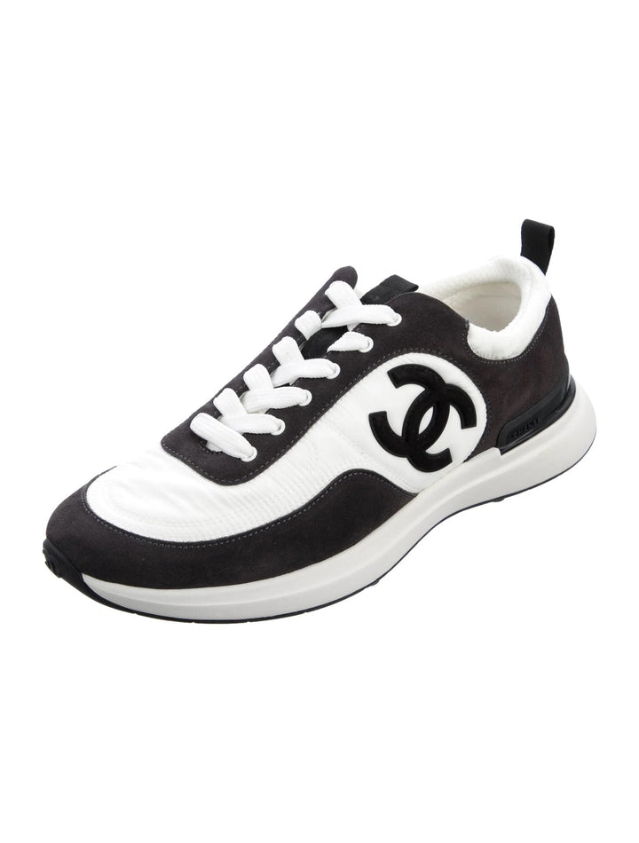 CHANEL CC CALFSKIN SUEDE &amp; NYLON SNEAKERS