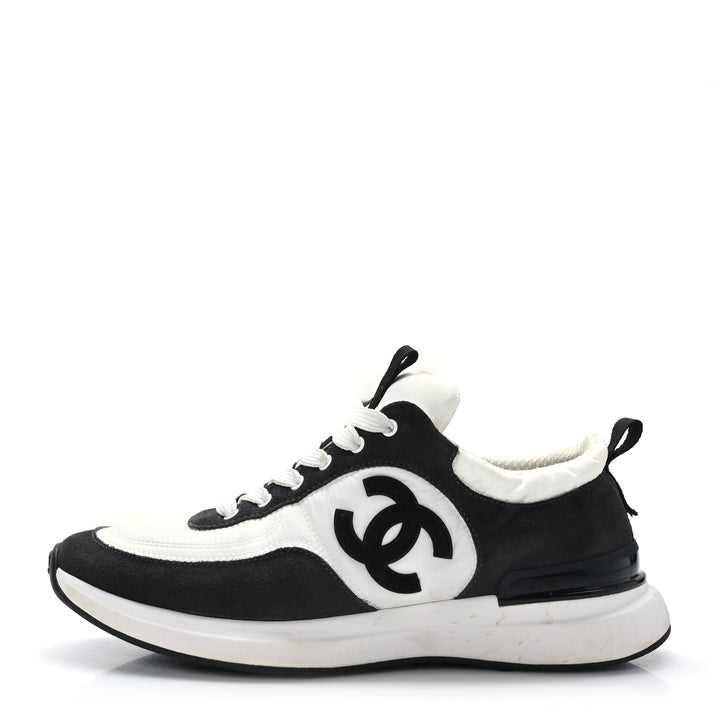 CHANEL CC CALFSKIN SUEDE &amp; NYLON SNEAKERS