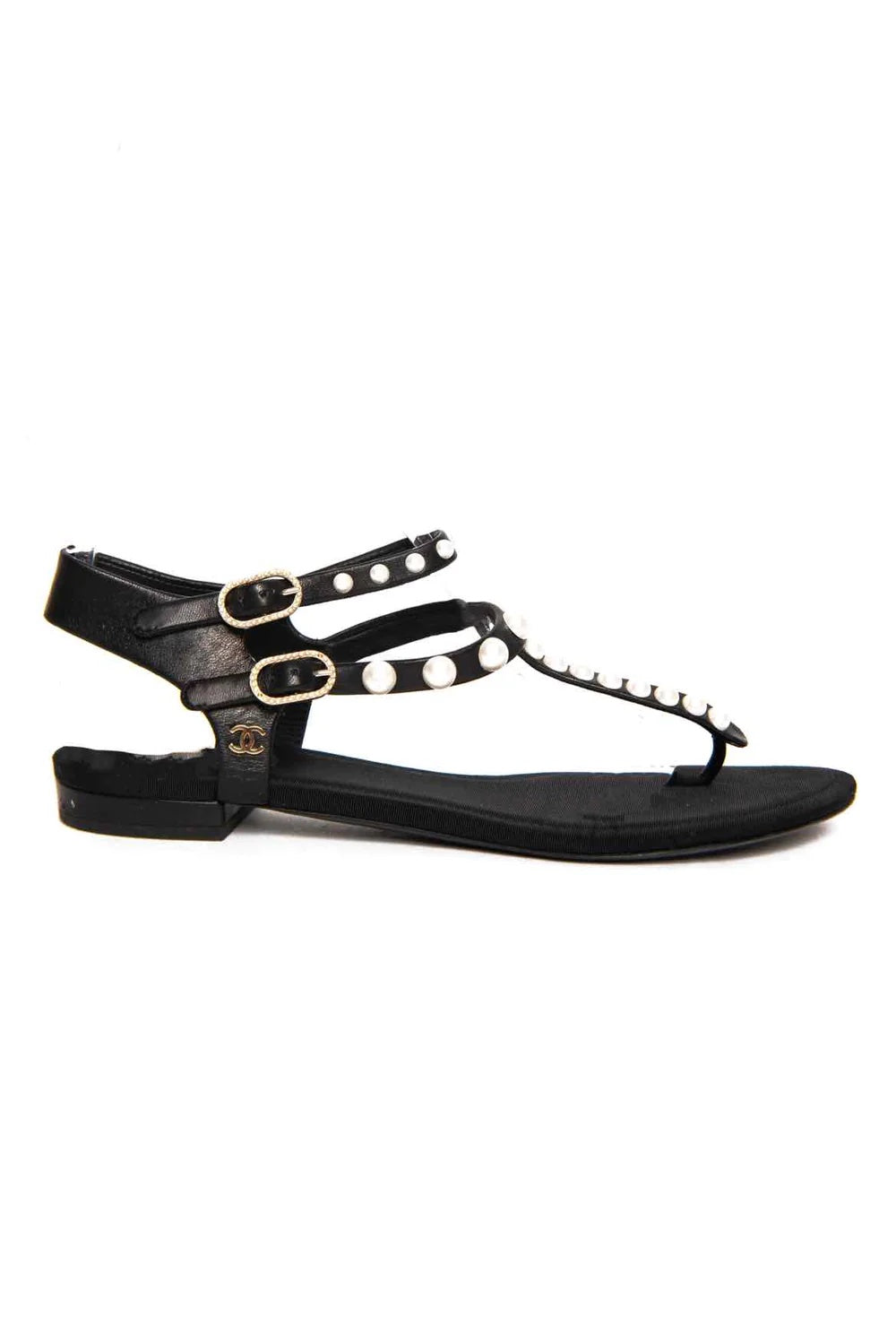 CHANEL PEARL EMBELLISHED THONG FLAT SANDALS – Caroline's Fashion Luxuries