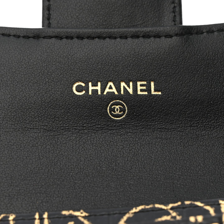 CHANEL QUILTED CALFSKIN GRAFFITI PYRAMID WALLET ON A CHAIN