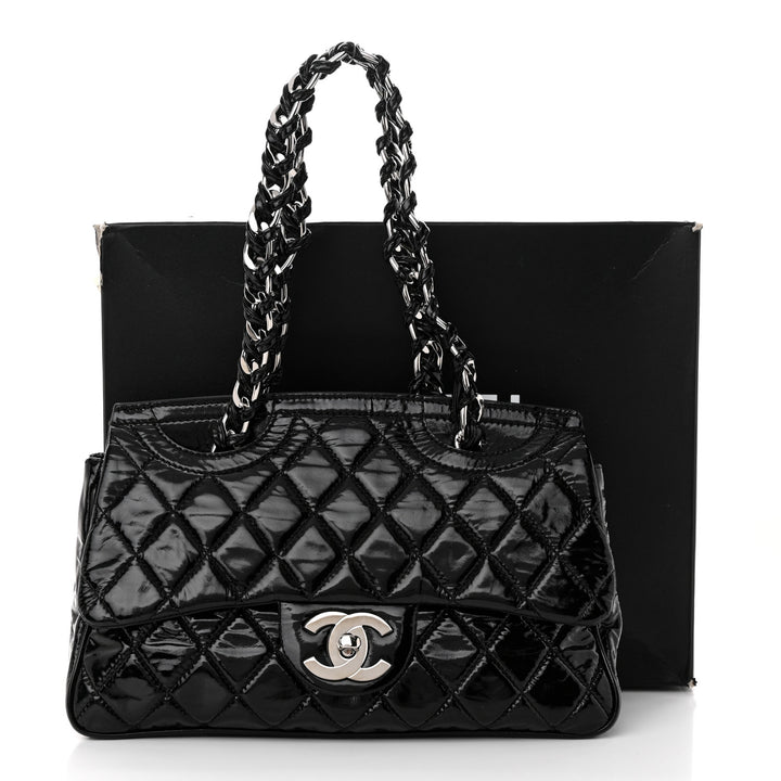CHANEL QUILTED PATENT LEATHER DAY GLO FLAP BAG