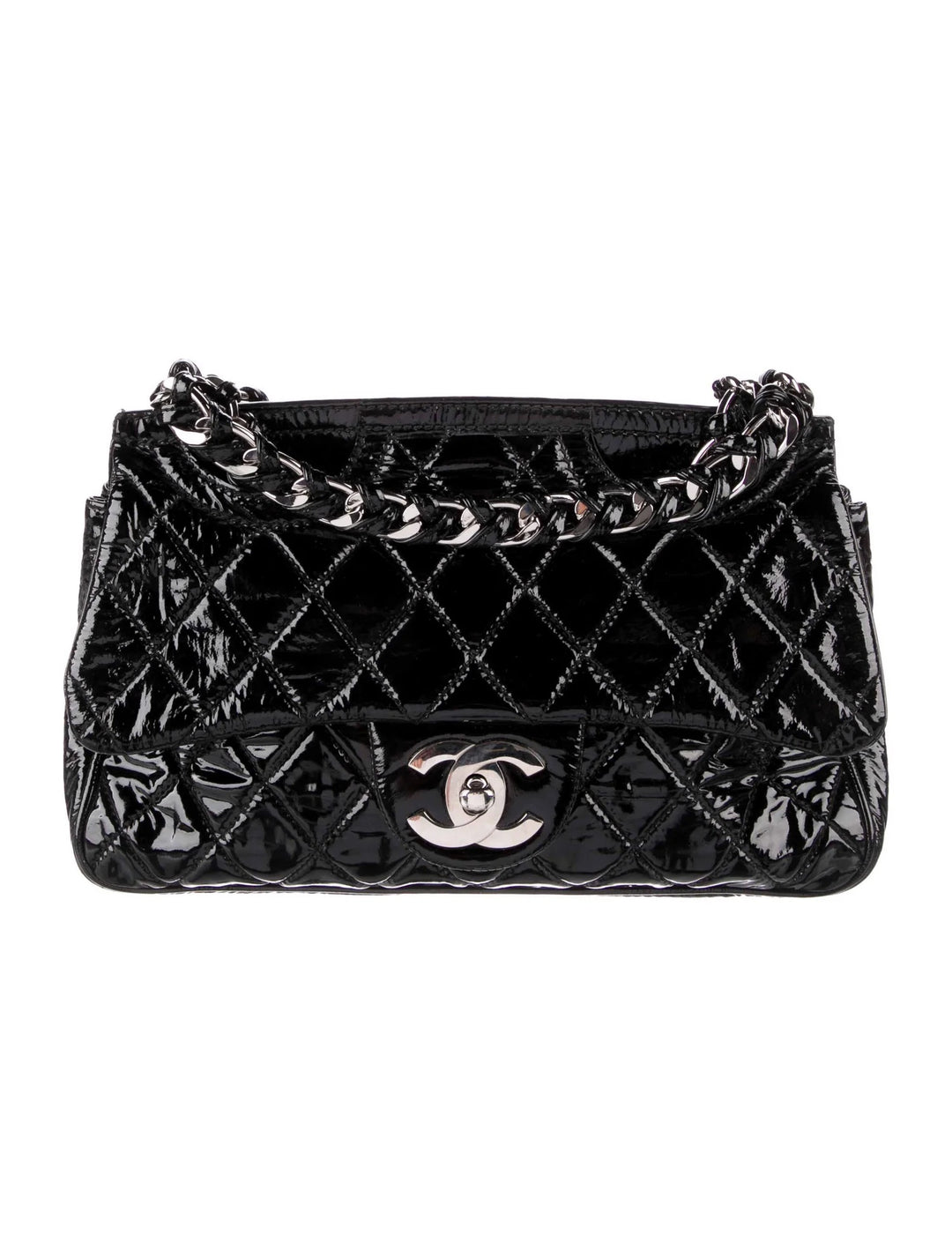 CHANEL QUILTED PATENT LEATHER DAY GLO FLAP BAG