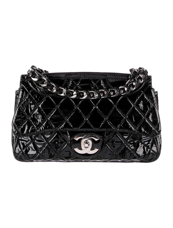 CHANEL QUILTED PATENT LEATHER DAY GLO FLAP BAG