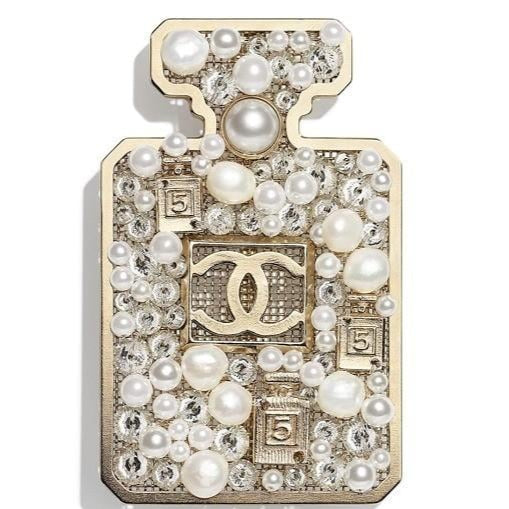 CHANEL 19 STRASS &amp; FAUX PEARL CC PERMUFE BROOCH