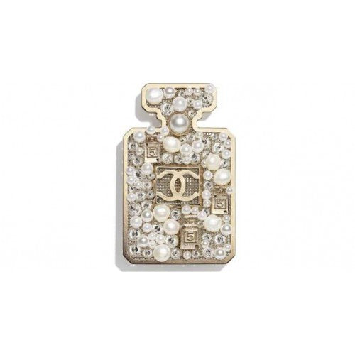 CHANEL 19 STRASS &amp; FAUX PEARL CC PERMUFE BROOCH