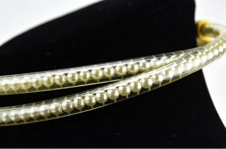 CHANEL PEARL GOLD-TONE MAGNETIC CLOSURE CHOKER NECKLACE