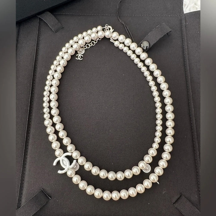 CHANEL CC PEARL RESIN LONG NECKLACE