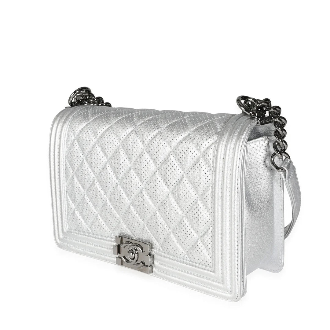 CHANEL PERFORATED QUILTED LEATHER NEW MEDIUM BOY BAG
