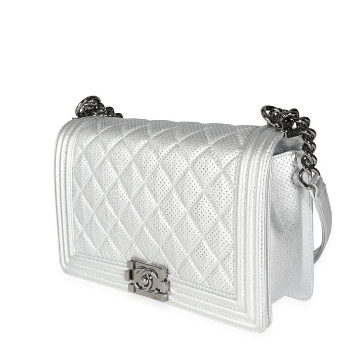 CHANEL PERFORATED QUILTED LEATHER NEW MEDIUM BOY BAG