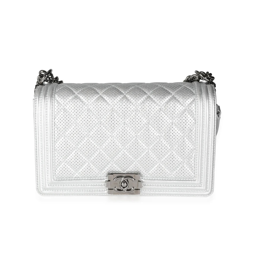 CHANEL PERFORATED QUILTED LEATHER NEW MEDIUM BOY BAG