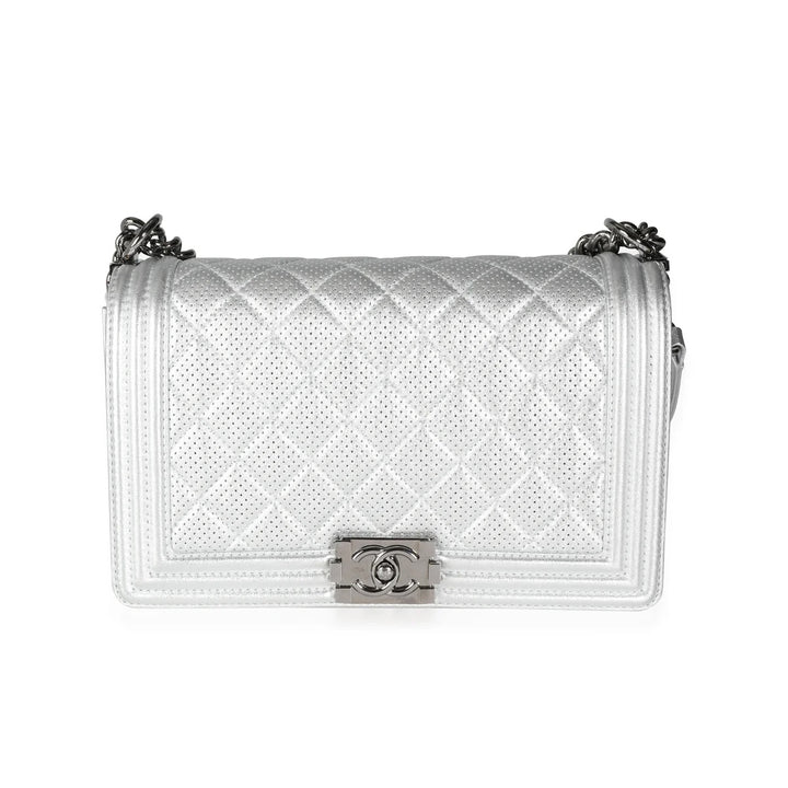 CHANEL PERFORATED QUILTED LEATHER NEW MEDIUM BOY BAG