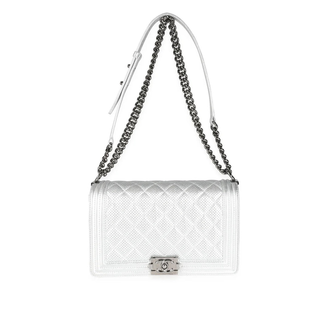 CHANEL PERFORATED QUILTED LEATHER NEW MEDIUM BOY BAG