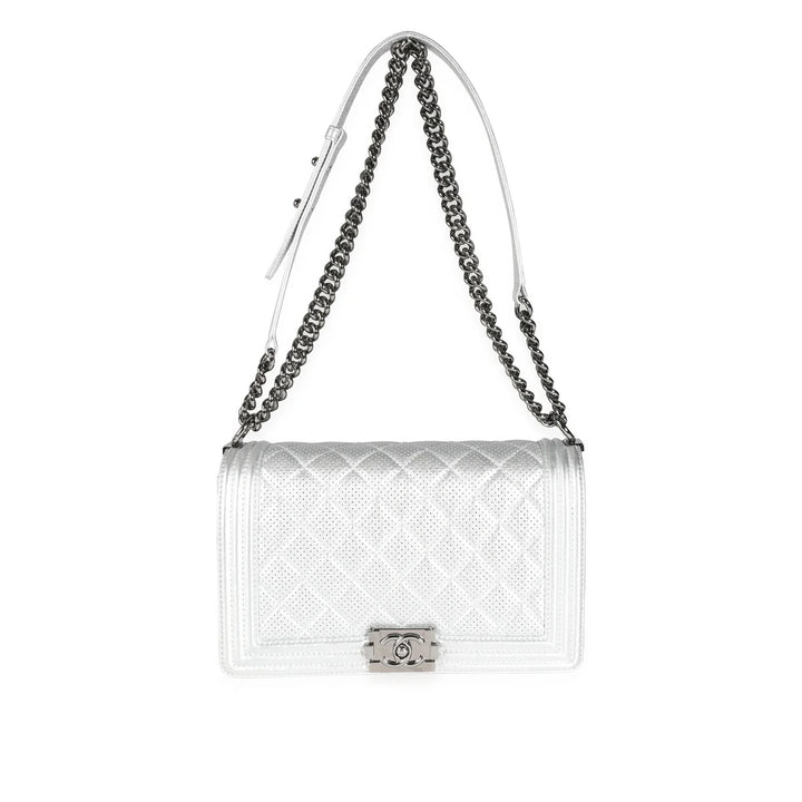 CHANEL PERFORATED QUILTED LEATHER NEW MEDIUM BOY BAG