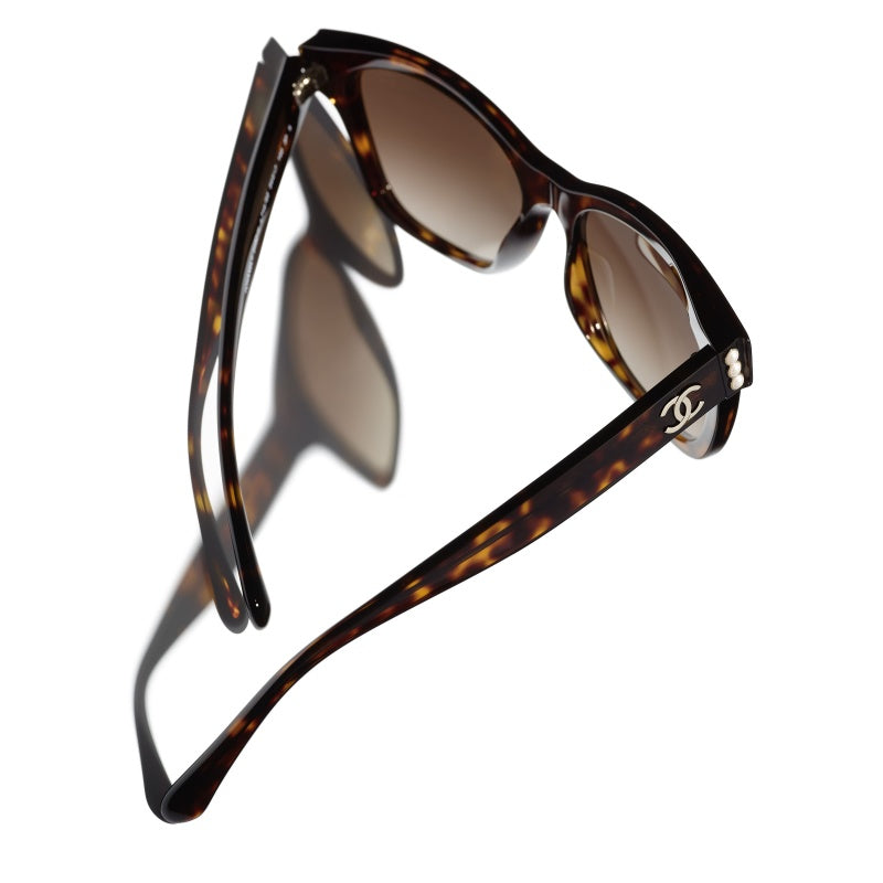 CHANEL CC POLARIZED SUNGLASSES BROWN TORTOISE