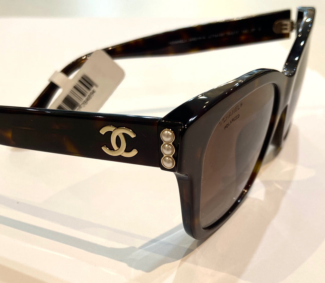 CHANEL CC POLARIZED SUNGLASSES BROWN TORTOISE