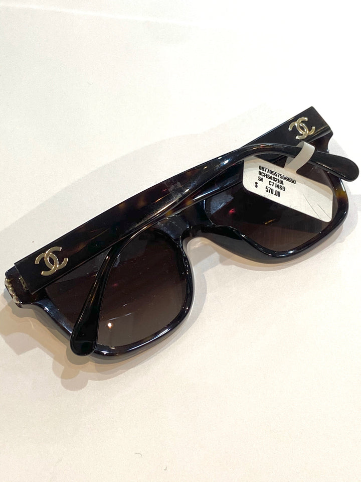 CHANEL CC POLARIZED SUNGLASSES BROWN TORTOISE