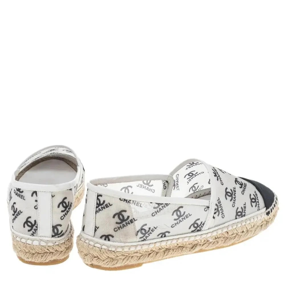 CHANEL LOGO PRINT MESH ESPADRILLES