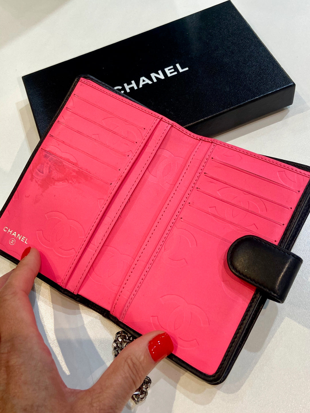 CHANEL QUILTED CALFSKIN LEATHER CAMBON FRENCH WALLET