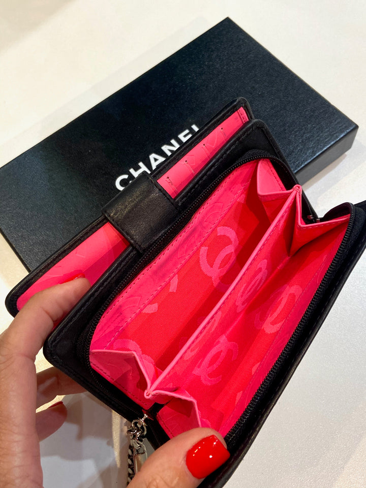 CHANEL QUILTED CALFSKIN LEATHER CAMBON FRENCH WALLET