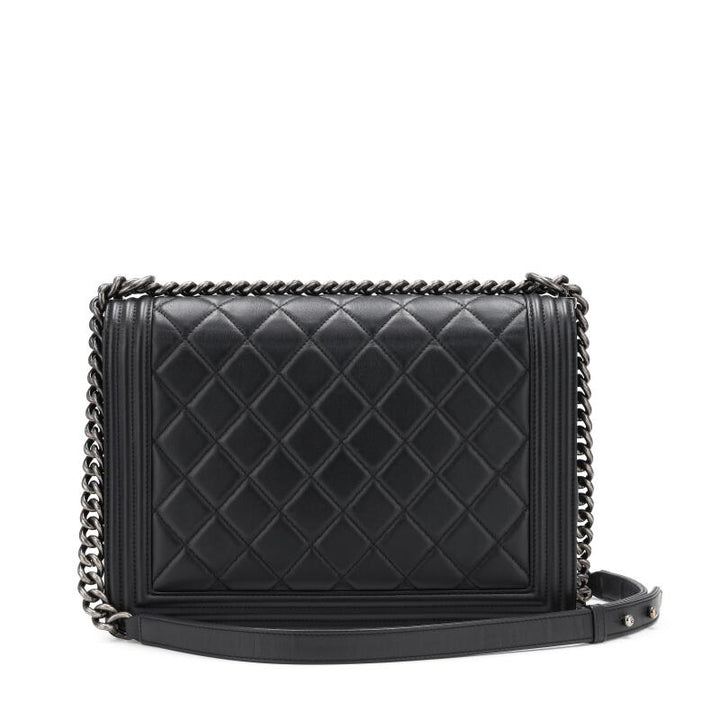 CHANEL QUILTED CALFSKIN LARGE BOY BAG RUTHENIUM HARDWARE