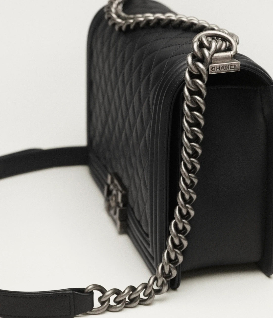 CHANEL QUILTED CALFSKIN LARGE BOY BAG RUTHENIUM HARDWARE