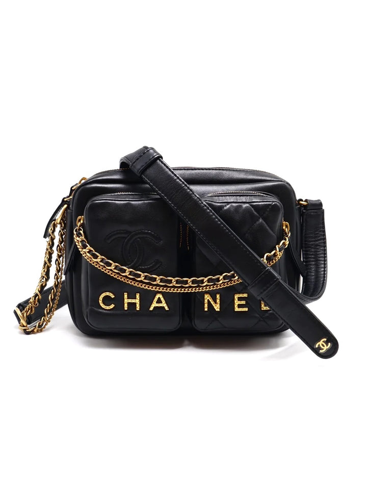 CHANEL QUILTED CALFSKIN DOUBLE POCKET LARGE CAMERA BAG