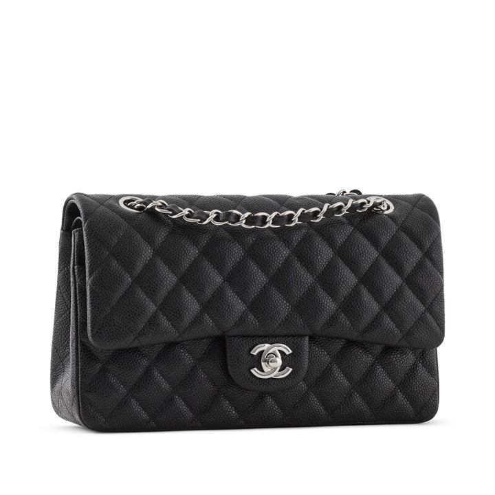 CHANEL CLASSIC QUILTED CAVIAR LEATHER DOUBLE FLAP BAG