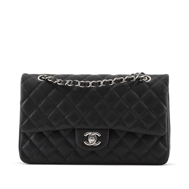CHANEL CLASSIC QUILTED CAVIAR LEATHER DOUBLE FLAP BAG