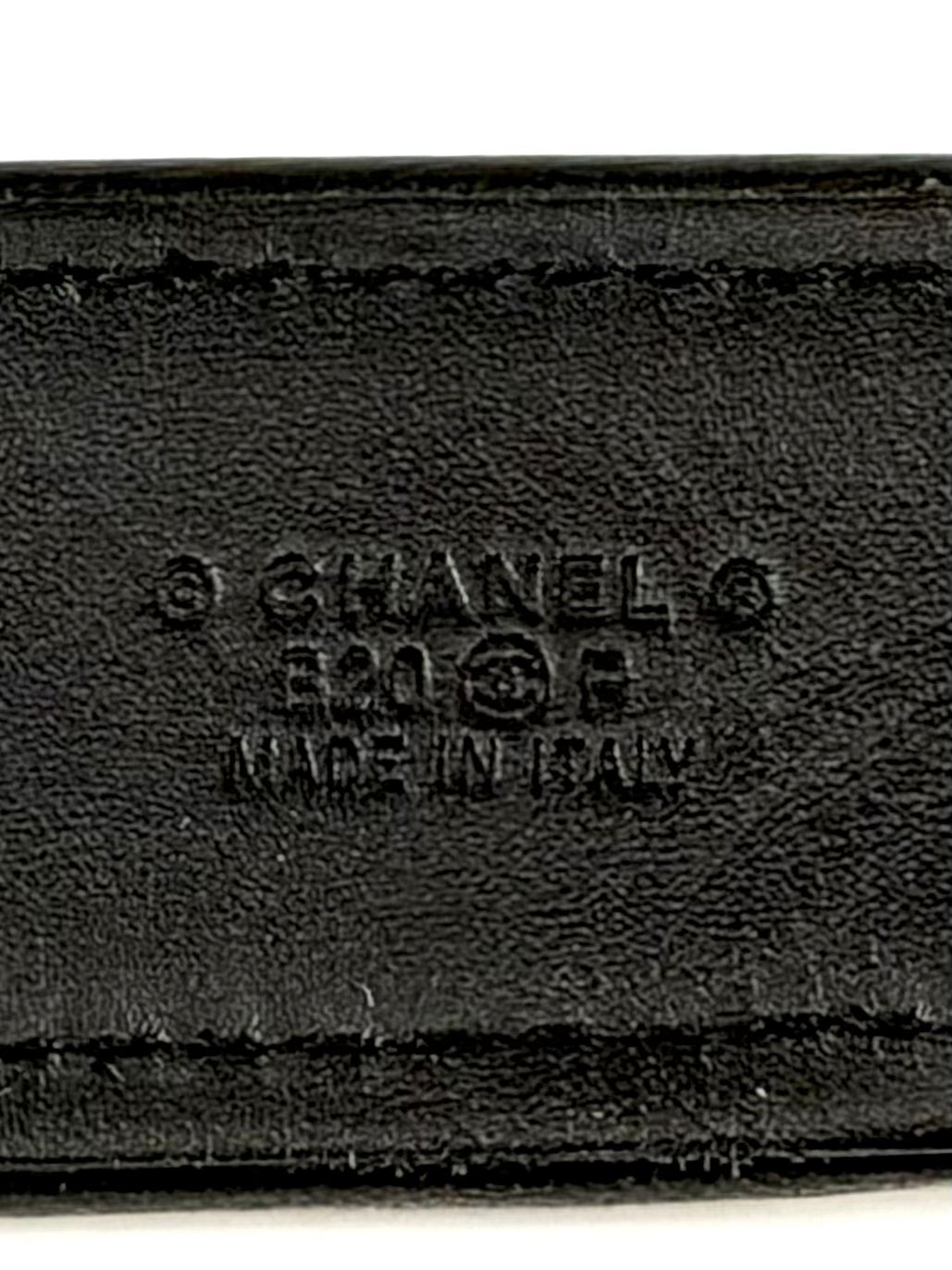 CHANEL QUILTED DENIM &amp; CALFSKIN LEATHER CC BUCKLE BELT