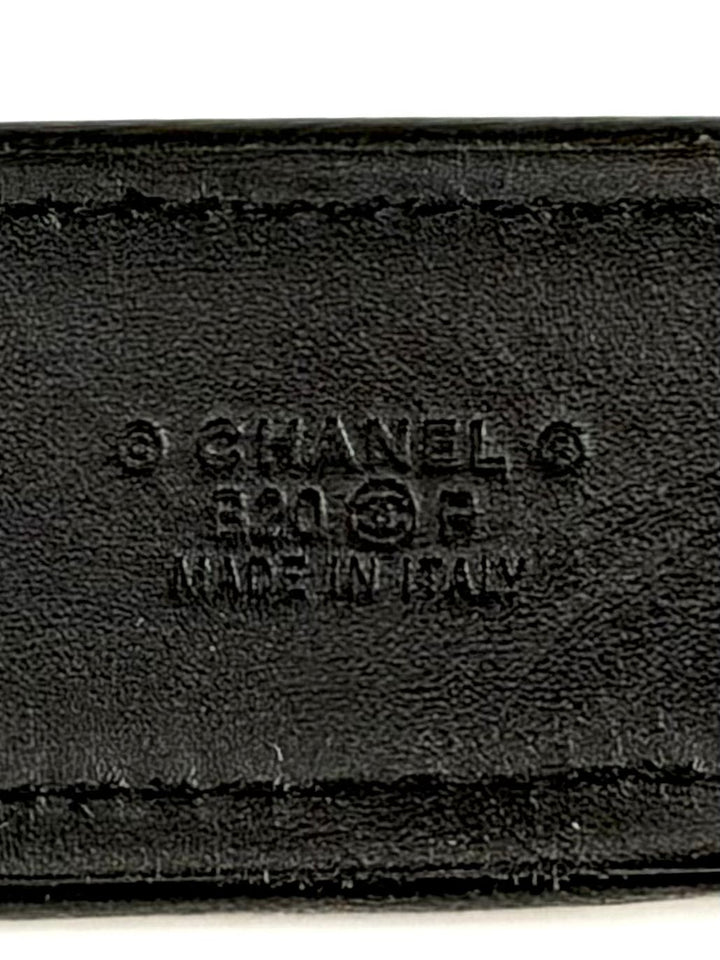 CHANEL QUILTED DENIM &amp; CALFSKIN LEATHER CC BUCKLE BELT