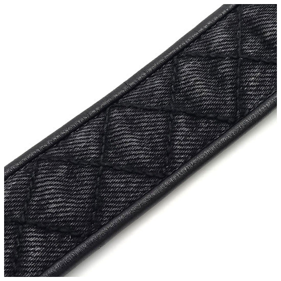 CHANEL QUILTED DENIM &amp; CALFSKIN LEATHER CC BUCKLE BELT