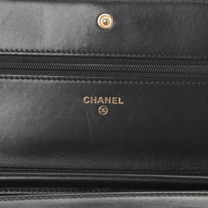 CHANEL QUILTED LAMBSKIN BOY WALLET ON CHAIN