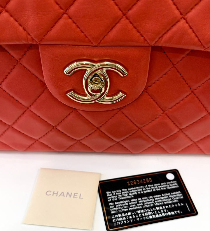 CHANEL QUILTED LAMBSKIN JUMBO CLASSIC SINGLE FLAP BAG