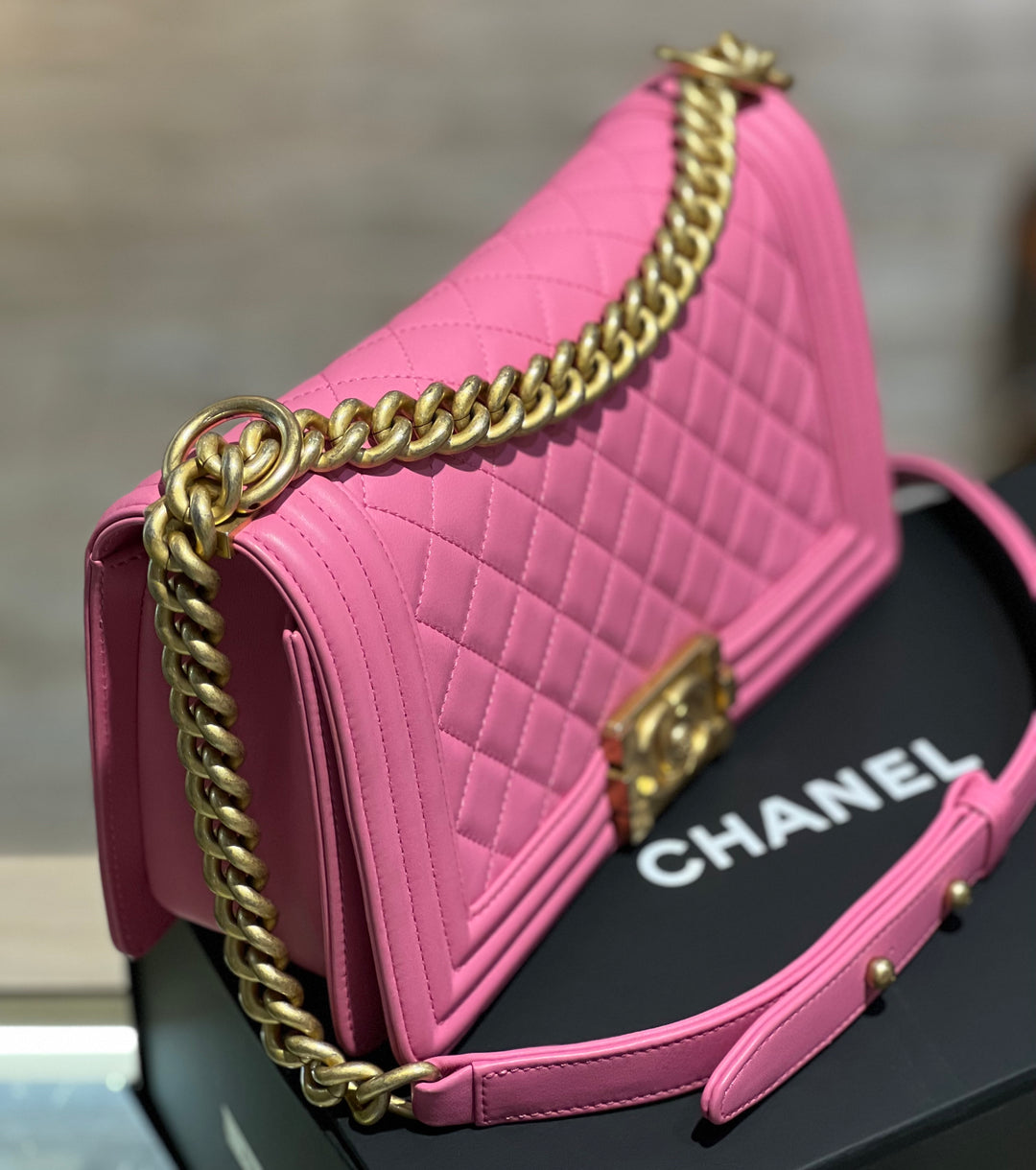 CHANEL QUILTED LAMBSKIN MEDIUM BOY FLAP BAG
