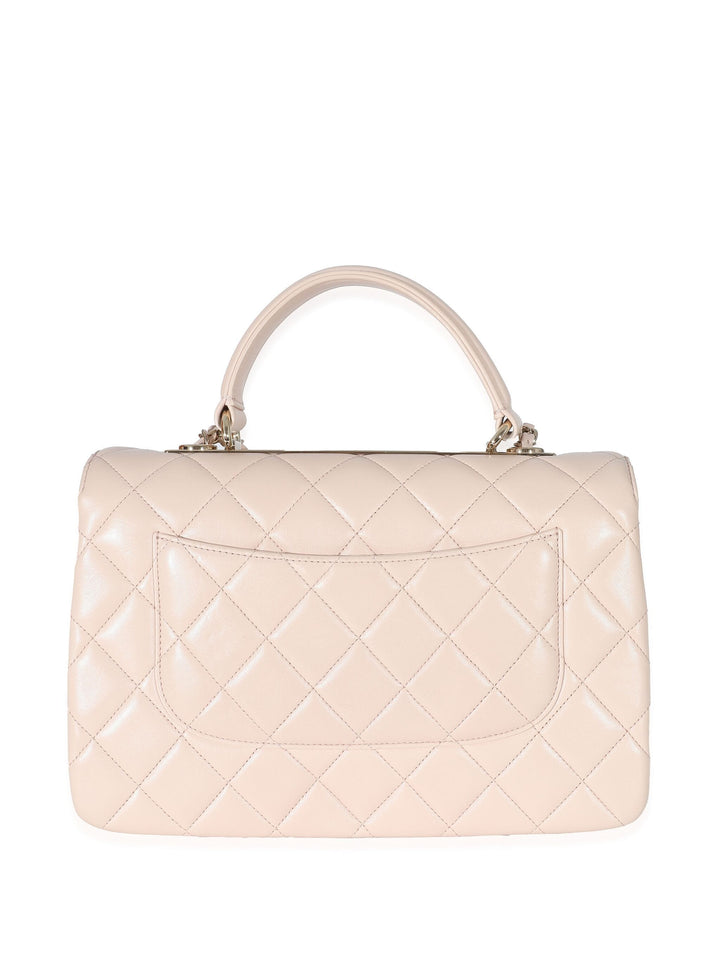 CHANEL QUILTED LAMBSKIN SMALL TRENDY CC HANDLE FLAP BAG PALE PINK