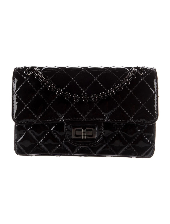 CHANEL QUILTED PATENT LEATHER REISSUE SO BLACK MINI FLAP BAG
