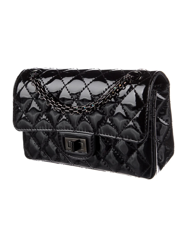 CHANEL QUILTED PATENT LEATHER REISSUE SO BLACK MINI FLAP BAG