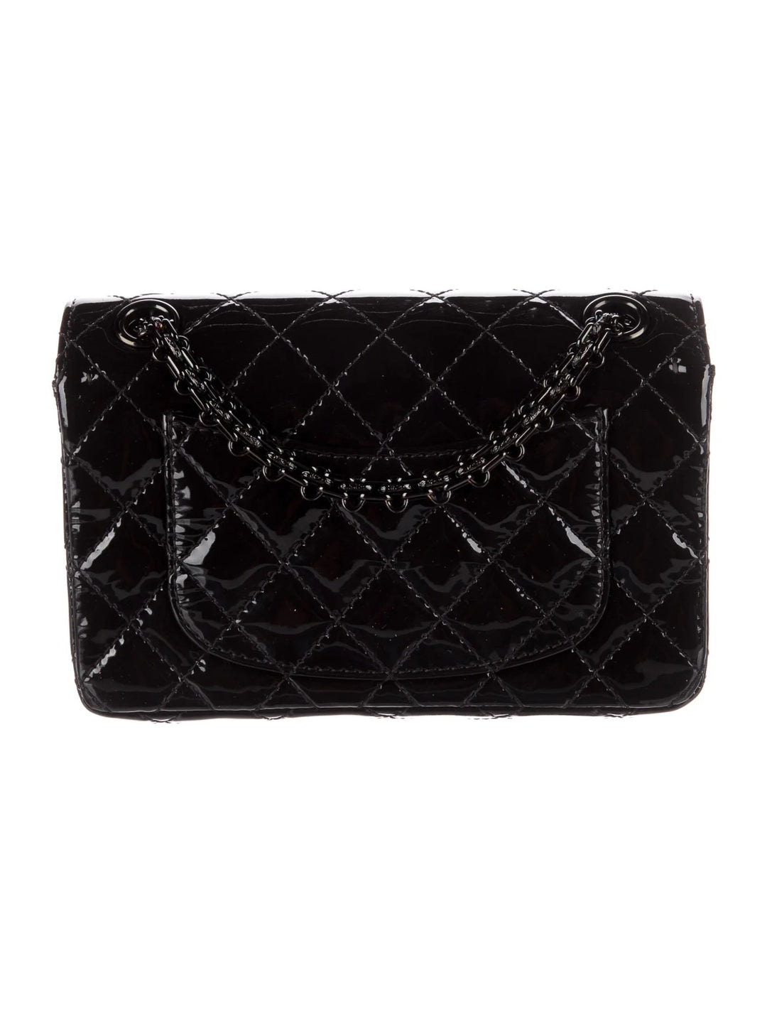 CHANEL QUILTED PATENT LEATHER REISSUE SO BLACK MINI FLAP BAG