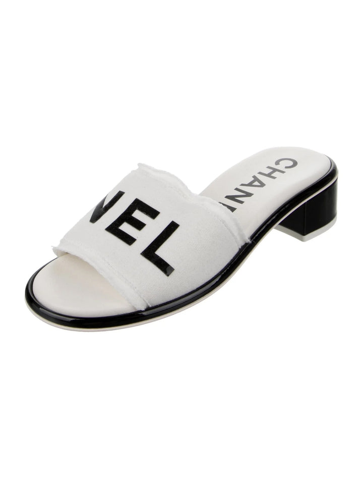 CHANEL RAW EDGE &amp; LEATHER CHA NEL MULES