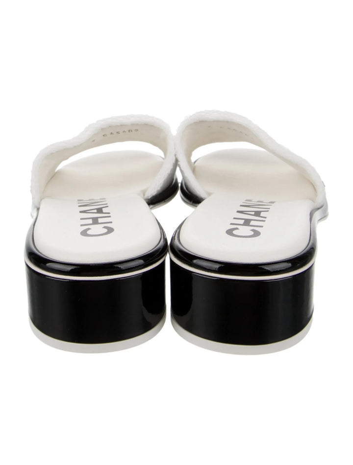 CHANEL RAW EDGE &amp; LEATHER CHA NEL MULES