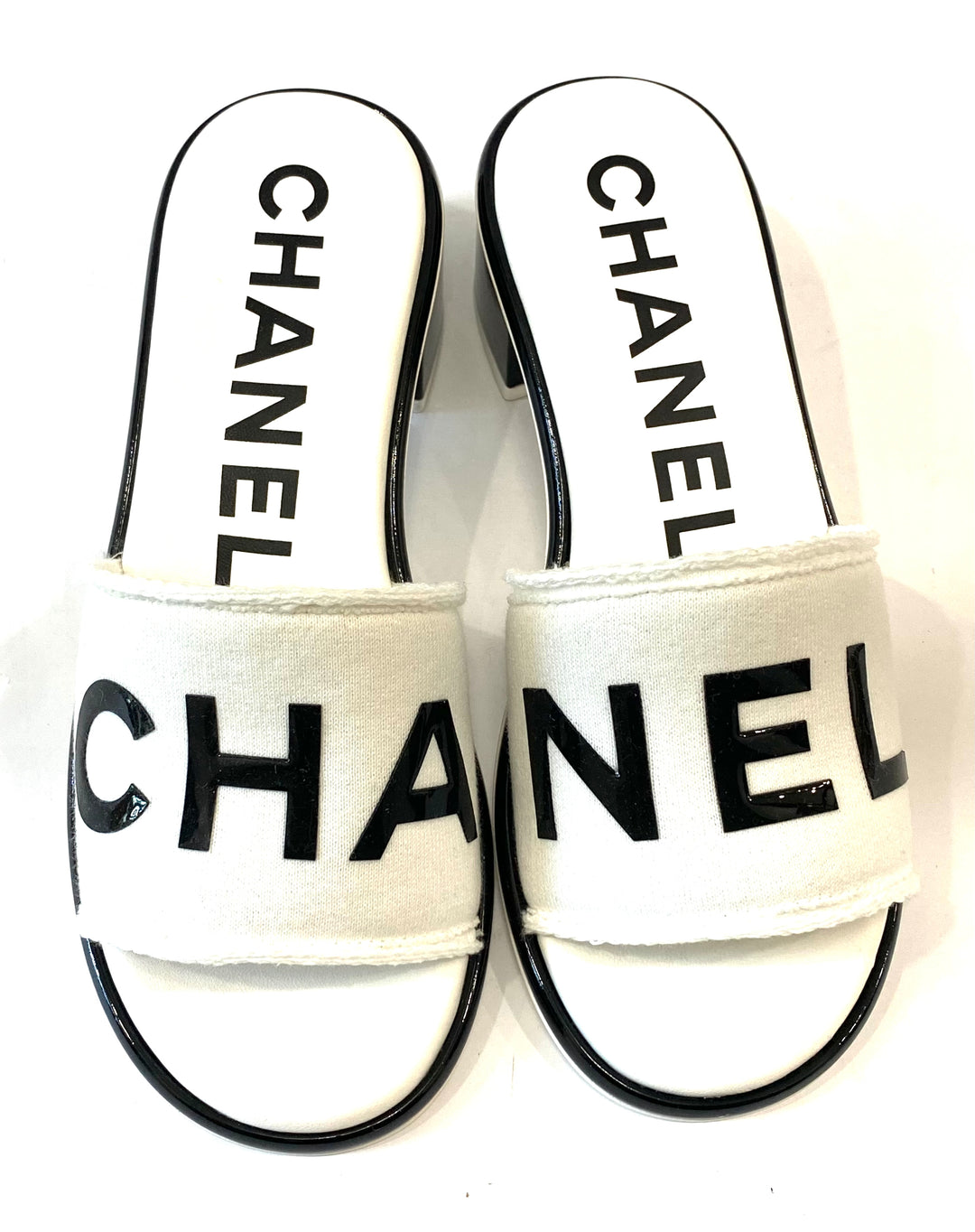 CHANEL RAW EDGE &amp; LEATHER CHA NEL MULES