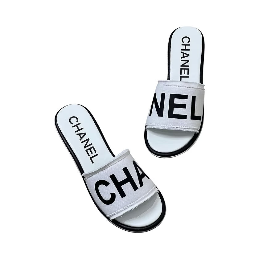 CHANEL RAW EDGE &amp; LEATHER CHA NEL MULES