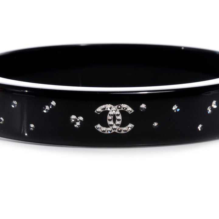 CHANEL RESIN CRYSTAL CC BANGLE BRACELET