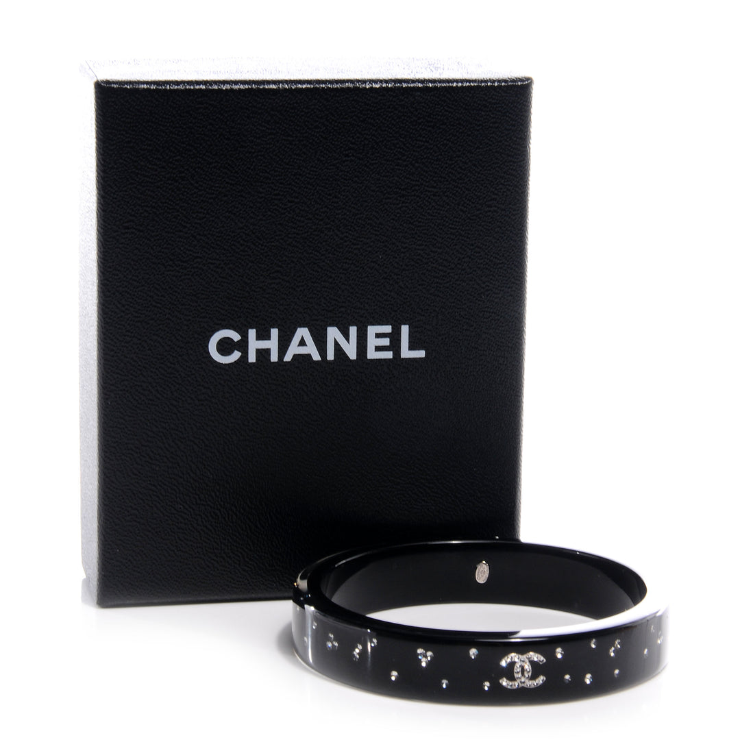 CHANEL RESIN CRYSTAL CC BANGLE BRACELET